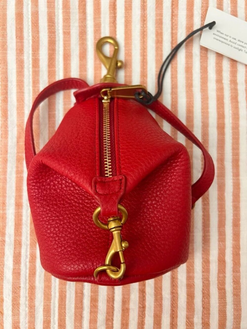 NWT Rebecca Minkoff Mini Julian Backpack Leather Key Fob - Red
